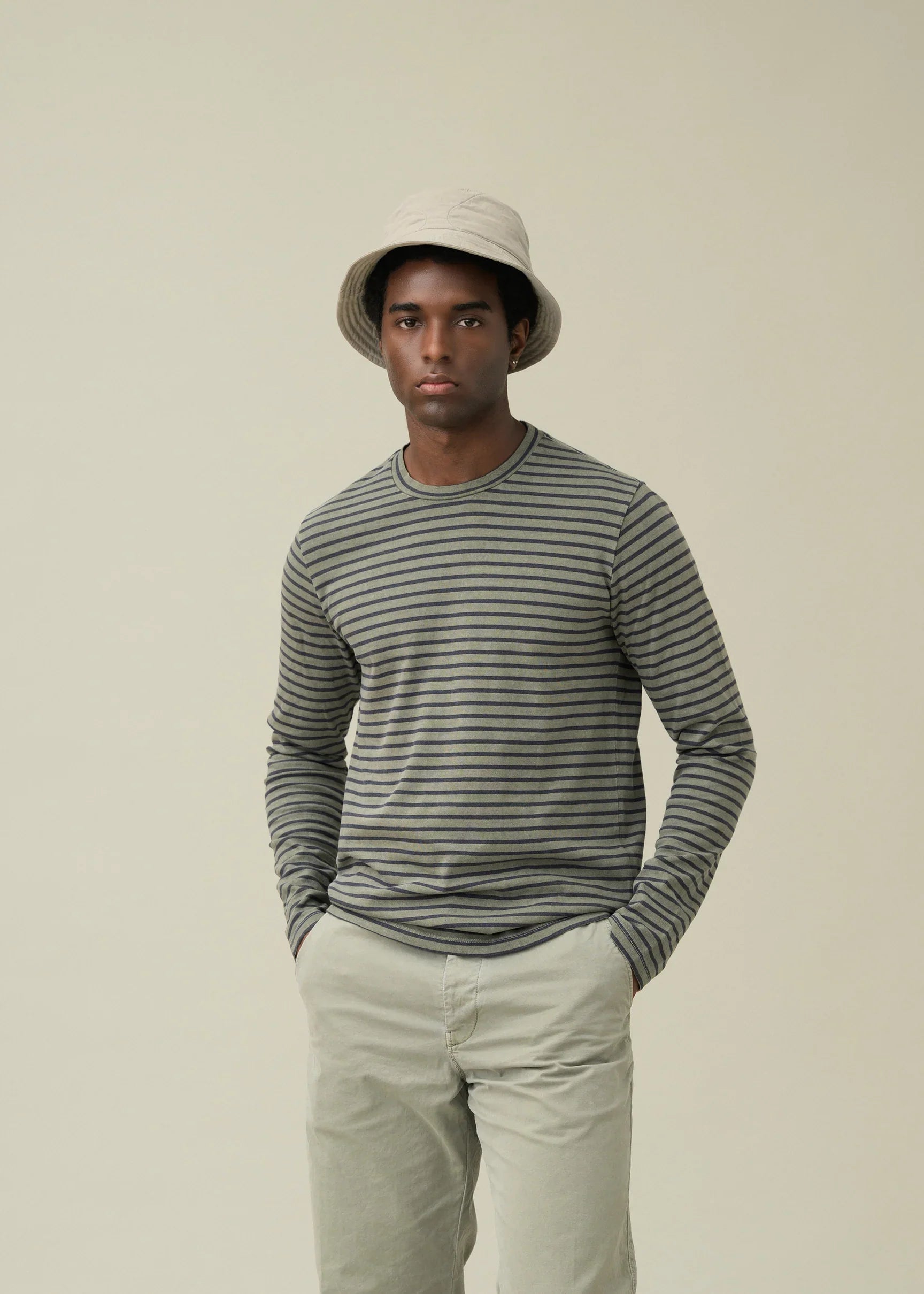 L/S Organic Hemp Stripe Crew Tee